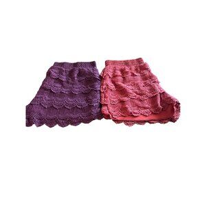 Riley + James tiered crocheted lace shorts set of two size XL